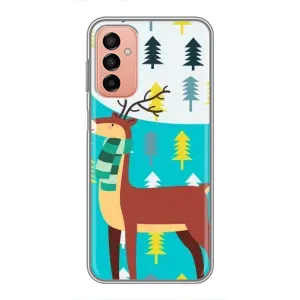 Силиконовый бампер с картинкой животных для Samsung Galaxy M23 (5G) (Олень с шарфом)