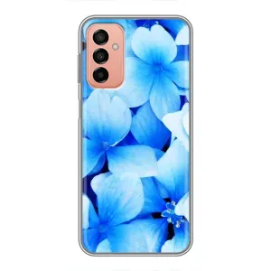 Силиконовый бампер с принтом (цветочки) на Самсунг Галакси М23 (5G) (Синие цветы)