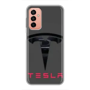 Силіконовий бампер з картинкою машини на Samsung Galaxy M23 (5G) (Logo TESLA)