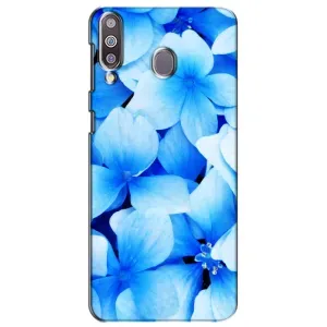 Силиконовый бампер с принтом (цветочки) на Самсунг М30 (Синие цветы)