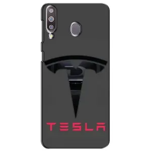 Силіконовий бампер з картинкою машини на Samsung Galaxy M30 (M305) (Logo TESLA)