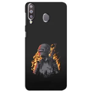 Силиконовый чехол с картинкой "Герой Pubg" на Samsung Galaxy M30 (M305) (В огне)
