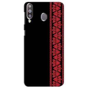 Силиконовый Чехол на Samsung Galaxy M30 (M305) с картинкой Вышиванки (Вышиванка на черном)