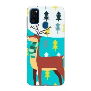 Силиконовый бампер с картинкой животных для Samsung Galaxy M30s (M307) (Олень с шарфом)