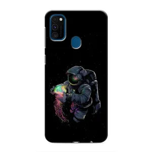 Силіконовый Чохол з принтом "Космонавти" на Samsung Galaxy M30s (M307) (В руках земля)