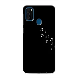 Чехол с картинками на черном фоне для Samsung Galaxy M31 (Ноты)