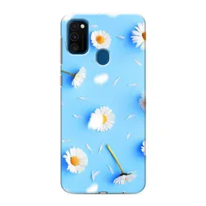 Чохол з Квітами для Samsung Galaxy M31 (ромашки на блакитному)