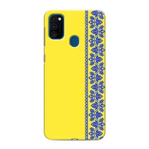 Силиконовый Чехол на Samsung Galaxy M31 (Вышиванка на желтом)