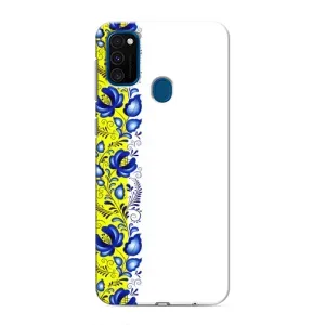 Силиконовый Чехол на Samsung Galaxy M31 с картинкой Вышиванки (Желто-синяя вышиванка)
