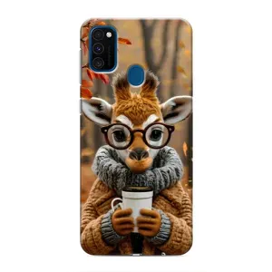 Друкований чохол 'Звірята з кавою' для Samsung Galaxy M31 (Жираф з кавою)
