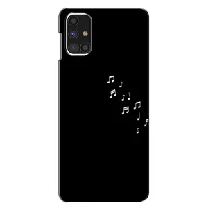 Чехол с картинками на черном фоне для Samsung Galaxy M31s (Ноты)
