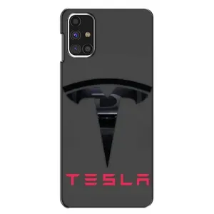 Силіконовий бампер з картинкою машини на Samsung Galaxy M31s (Logo TESLA)