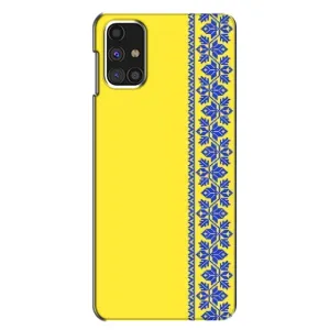 Силиконовый Чехол на Samsung Galaxy M31s (Вышиванка на желтом)