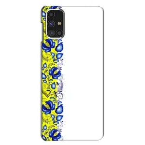 Силиконовый Чехол на Samsung Galaxy M31s с картинкой Вышиванки (Желто-синяя вышиванка)