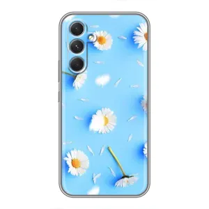 Чехол с Цветами для Samsung Galaxy M32 5g (ромашки на голубом)