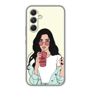 Силиконовый Чехол на Samsung Galaxy M32 5g с картинкой Стильных Девушек (С напитком)