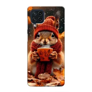 Печатный чехол «Зверята с кофе» для Samsung Galaxy M32 (Белка с кофе)