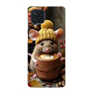 Печатный чехол «Зверята с кофе» для Samsung Galaxy M32 (Мышка с кофе)