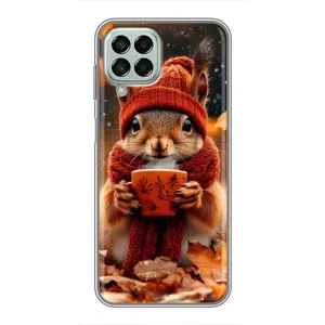 Печатный чехол «Зверята с кофе» для Samsung Galaxy M33 (5G) (M336B) (Белка с кофе)
