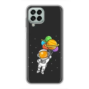 Силиконовый Чехол с принтом "Космонавты" на Samsung Galaxy M33 (5G) (M336B) (Космонавт с шариками)