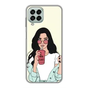 Силиконовый Чехол на Samsung Galaxy M33 (5G) (M336B) с картинкой Стильных Девушек (С напитком)