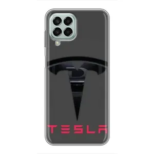 Силиконовый бампер с картинкой машины на Samsung Galaxy M33 (5G) (M336B) (Logo TESLA)