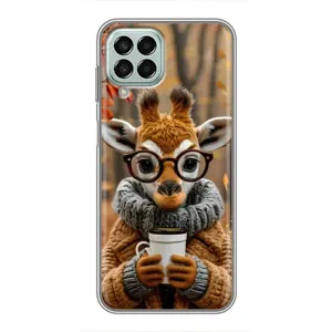 Печатный чехол «Зверята с кофе» для Samsung Galaxy M33 (5G) (M336B) (Жираф с кофе)