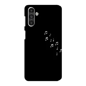 Чехол с картинками на черном фоне для Samsung Galaxy M34 (5G) (Ноты)