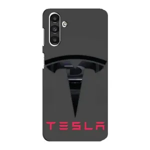 Силиконовый бампер с картинкой машины на Samsung Galaxy M34 (5G) (Logo TESLA)