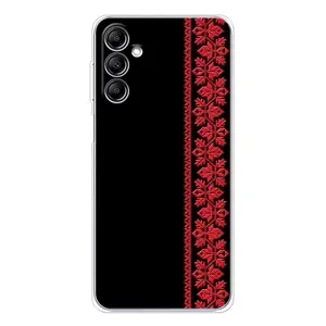 Силиконовый Чехол на Samsung Galaxy M35 5G с картинкой Вышиванки (Вышиванка на черном)