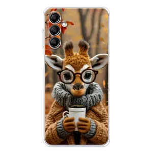 Печатный чехол «Зверята с кофе» для Samsung Galaxy M35 5G (Жираф с кофе)