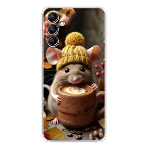 Печатный чехол «Зверята с кофе» для Samsung Galaxy M36 5G (Мышка с кофе)