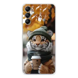 Печатный чехол «Зверята с кофе» для Samsung Galaxy M36 5G (Тигр с кофе)