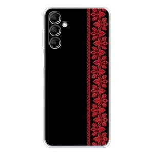 Силиконовый Чехол на Samsung Galaxy M36 (Красная Вышиванка)