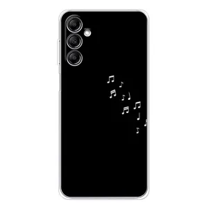 Чехол с картинками на черном фоне для Samsung Galaxy M36 (Ноты)