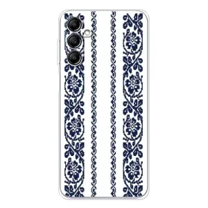 Силиконовый Чехол на Samsung Galaxy M36 с картинкой Вышиванки (Синяя вышиванка)