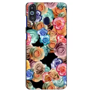Чехлы с тематикой "ЦВЕТЫ" на Samsung Galaxy M40 (Цветы на черном)
