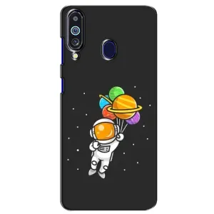 Силиконовый Чехол с принтом "Космонавты" на Samsung Galaxy M40 (Космонавт с шариками)