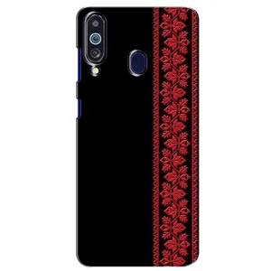 Силиконовый Чехол на Samsung Galaxy M40 (Красная Вышиванка)