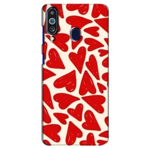 Чехлы с тематикой "Маленькие Сердечки" на Samsung Galaxy M40 (Красные сердечка)