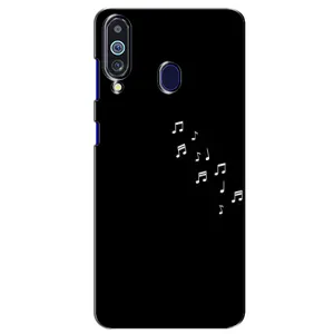 Чехол с картинками на черном фоне для Samsung Galaxy M40 (Ноты)