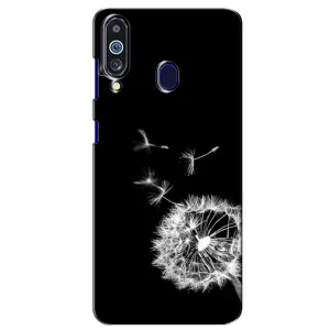 Силиконовый Чехол с одуванчиками на Samsung Galaxy M40 (Одуванчик на чёрном)
