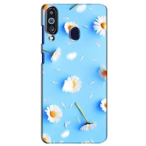 Чехол с Цветами для Samsung Galaxy M40 (ромашки на голубом)
