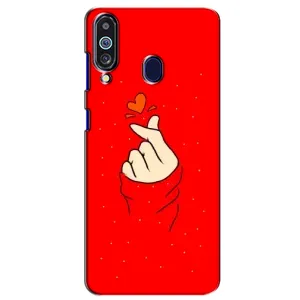 Чехлы (Знак сердечка) на Samsung Galaxy M40 (Сердце на красном)
