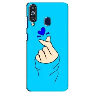 Чехлы (Знак сердечка) на Samsung Galaxy M40 (Сердце на синем)