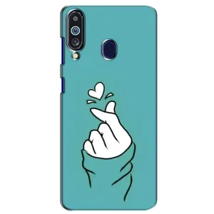 Чехлы (Знак сердечка) на Samsung Galaxy M40 (Сердечко на бирюзовом)