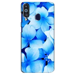 Силиконовый бампер с принтом (цветочки) на Самсунг М40 (Синие цветы)