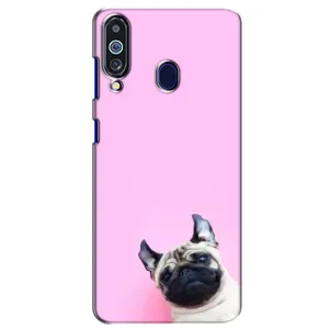 Бампер для Samsung Galaxy M40 с картинкой "Песики" (Собака на розовом)