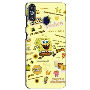 Силиконовый чехол Спанч Боб на Самсунг М40 (Спанч Боб бежит)