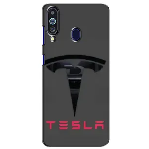 Силіконовий бампер з картинкою машини на Samsung Galaxy M40 (Logo TESLA)